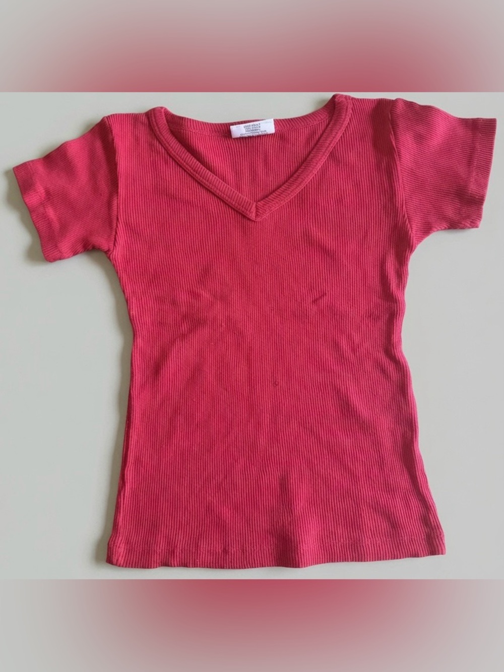 Hard Tail Forever Red Ribbed V-Neck Tee Shirt One Size Made in USA